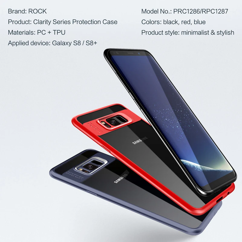 Для samsung Galaxy S8+ чехол ROCK полный защитный тонкий ТПУ и акриловый прозрачный чехол на заднюю панель для samsung S8 Plus чехол