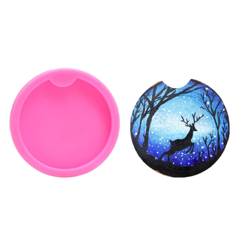 

2 Pack DIY Round Coaster Silicone Mold for Epoxy Resin Casting Molds Round Coaster Shape Pendant Molds Art Craft Tools HX6F