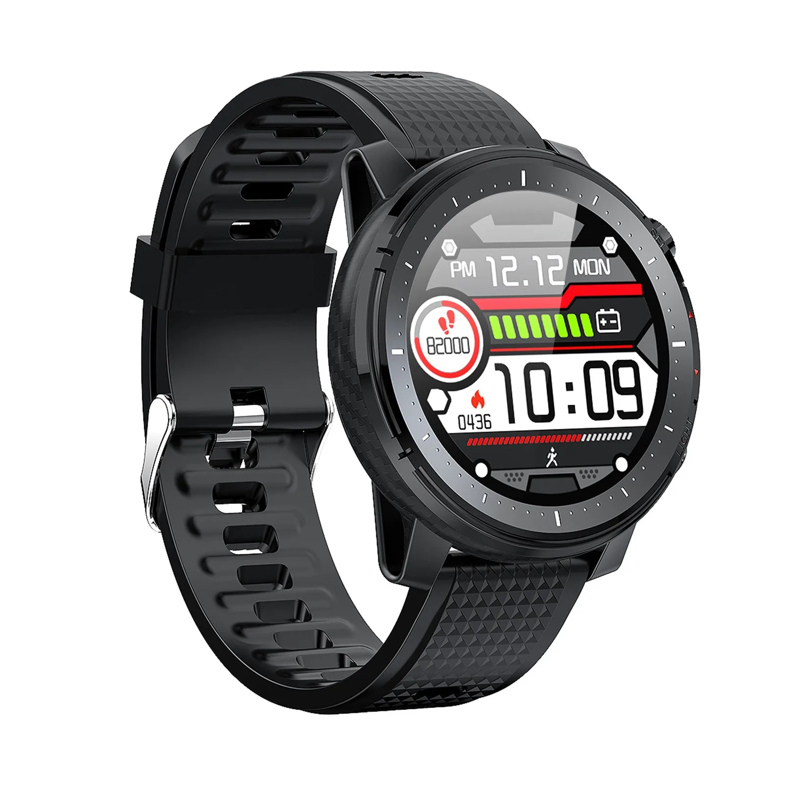

NSSD Smart Watches L15 Rateand Blood Pressure Monitoring Multi-functional Exercise Waterproof Watch Black Red Clock Wristwatch