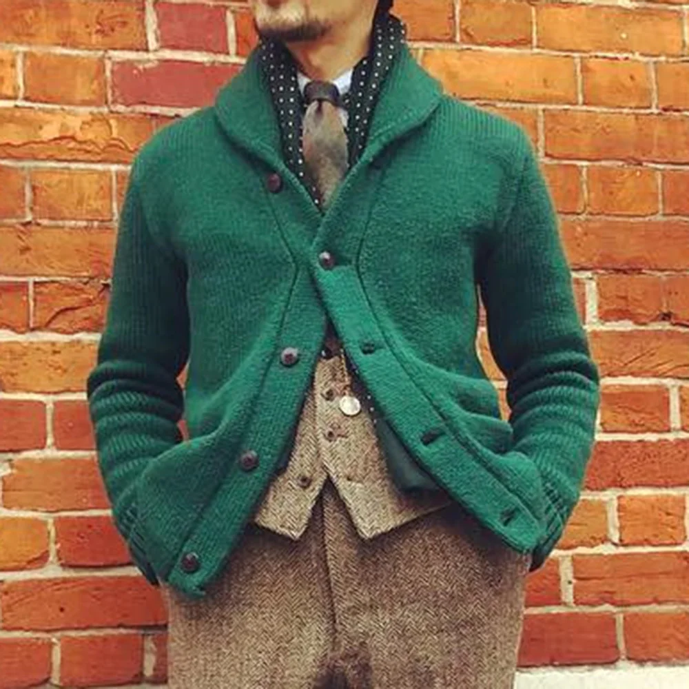 

Men Sweater Casual Long Sleeve Button Pocket Single-Breasted Loose Cardigan Winter Jumper Oversize Knitted Coat Top Young New
