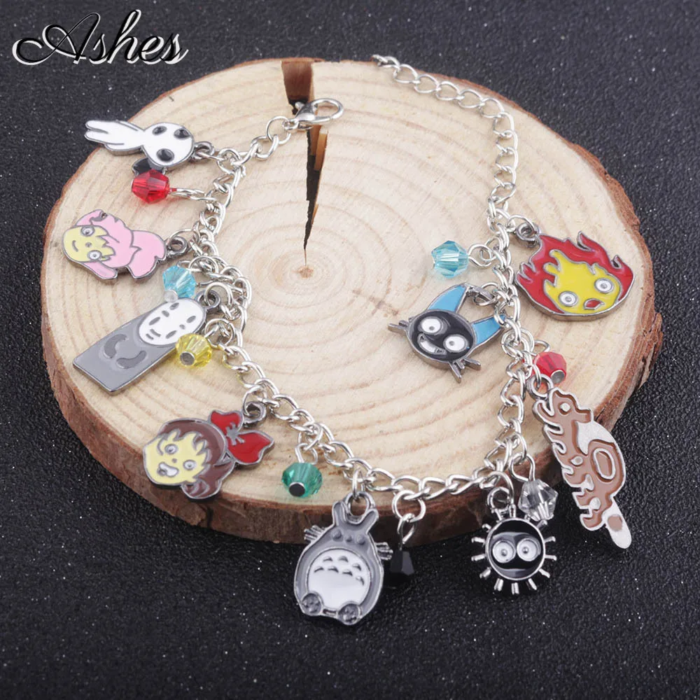 

Ashes Japanese Anime Hayao Miyazaki Anime Character Charm Bracelet Cartoon Castle in the Sky Totoro Spirited Away Jewelry Gift