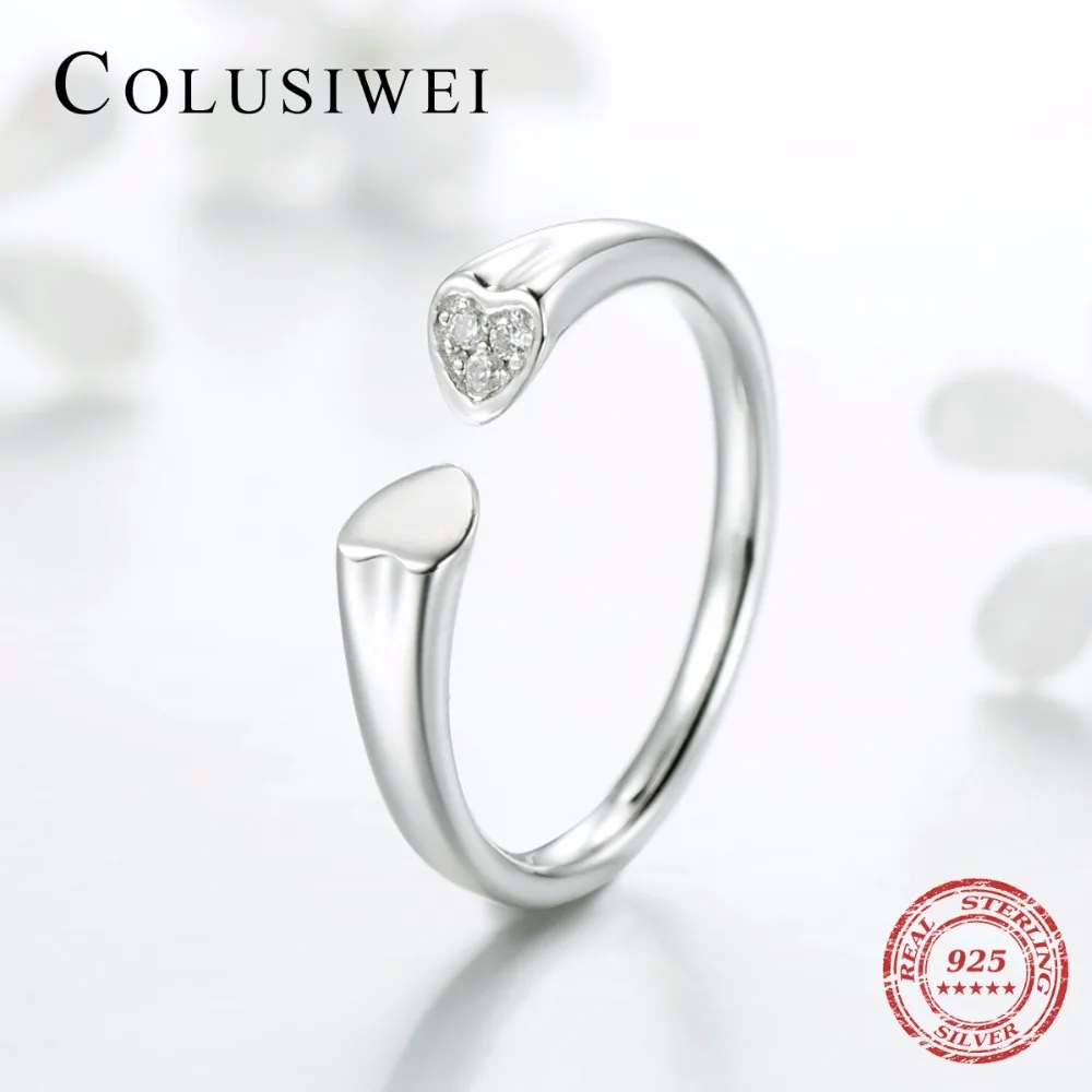 COLUSIWEI 925 пробы серебряные украшения свадебные Сияющий сердца кольца модные