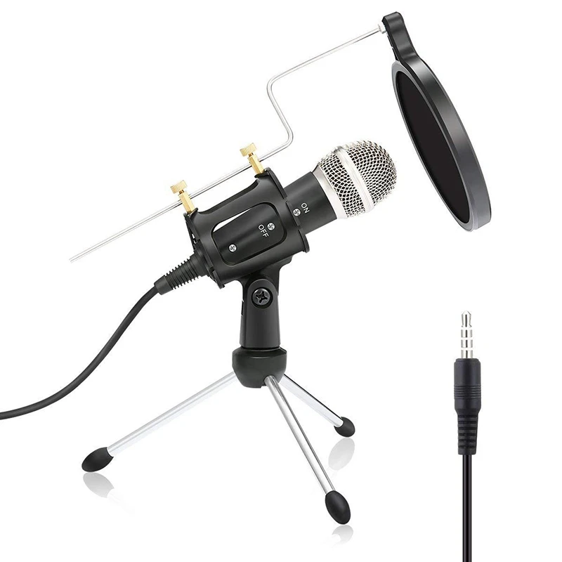 

Condenser Microphone,with Blowout Prevention Net, Plug and Play Microphone,for Skype YouTube Dubbing Game Microphone