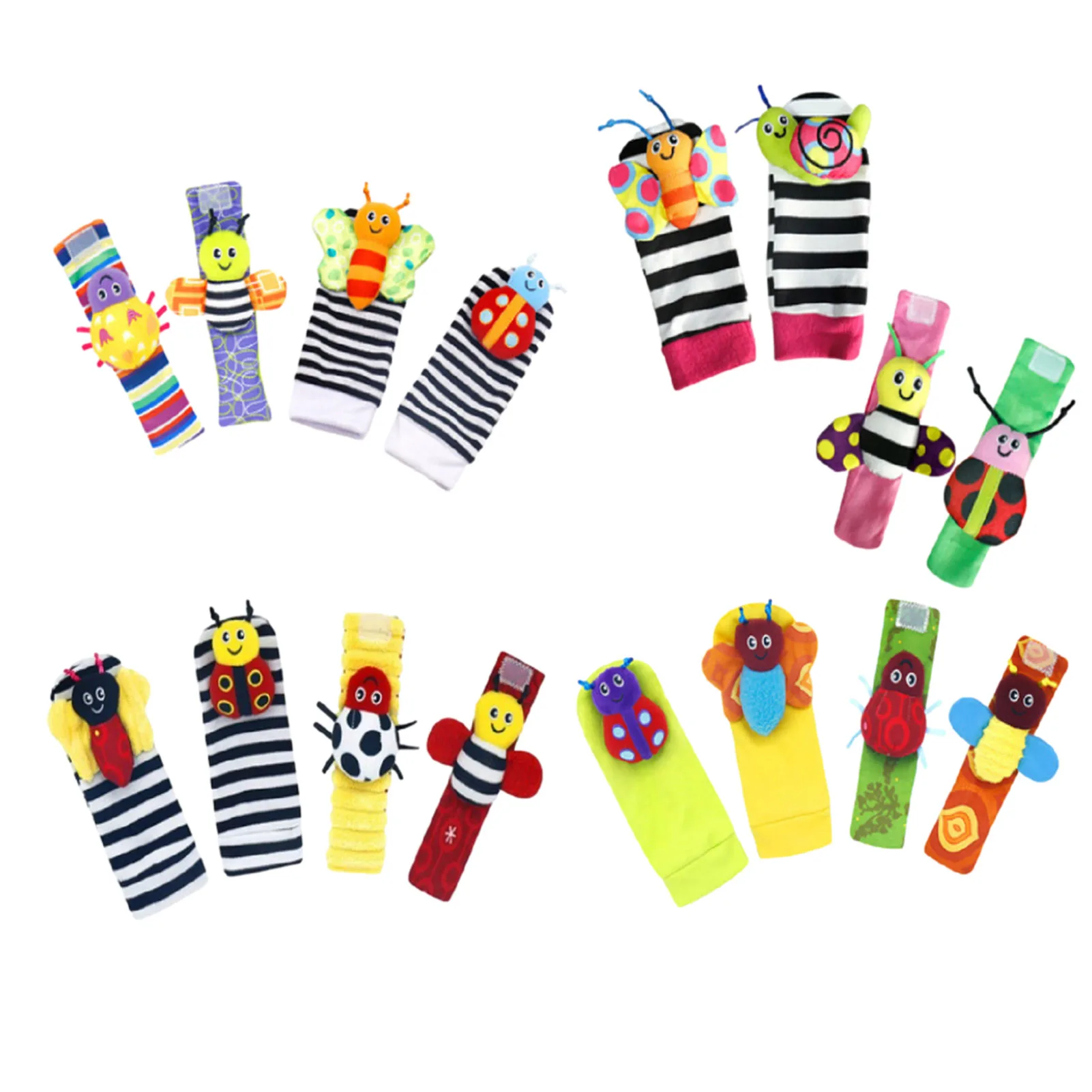 

0-2 Years Old Baby Toy Baby Rattles Toys Cartoon Cute Animal Socks Wrist Strap+Rattle Baby Foot Socks Bug Wrist Strap Baby Socks