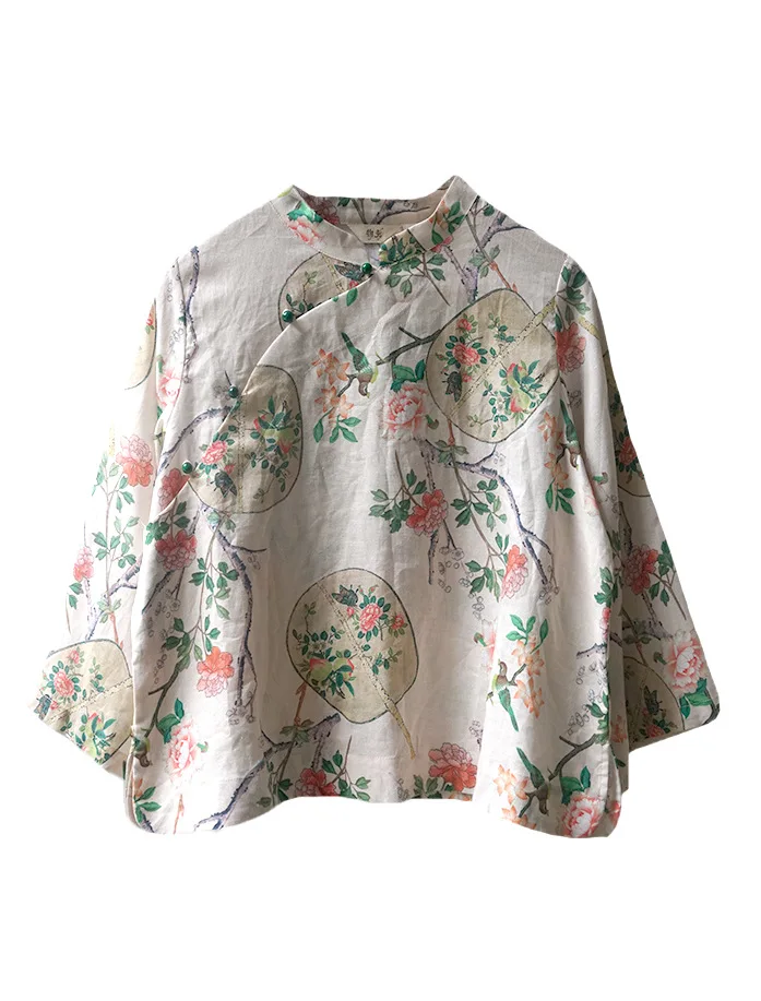 Оригинальный хлопковый и пеньковый Женский Национальный стиль Нефритовая