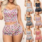 Пижама с принтом женская мягкая пикантная ночная рубашка с принтом бабочки кружевной комплект нижнего белья женские комплекты топ + свободные шорты