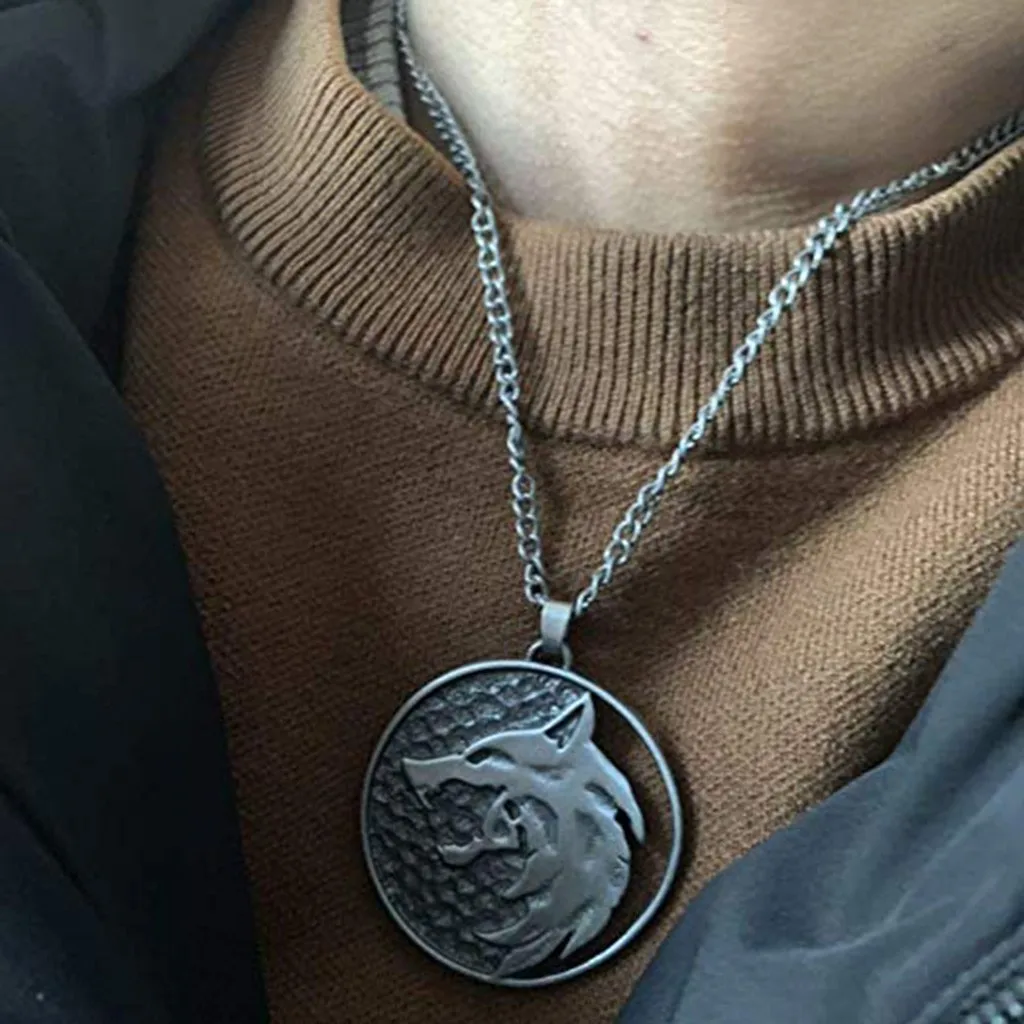 Крутой мужской медальон в виде волка металлическая цепочка ожерелье для мужчин