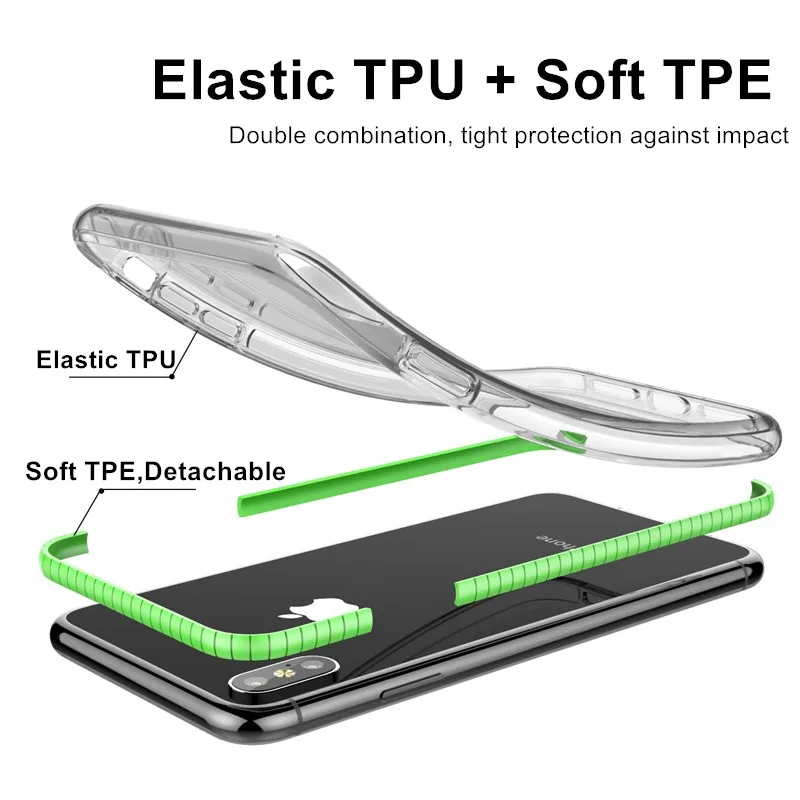 Двухслойный противоударный Прозрачный чехол для телефона iphone 11 12 X XR XS Max 7 8 6 Plus