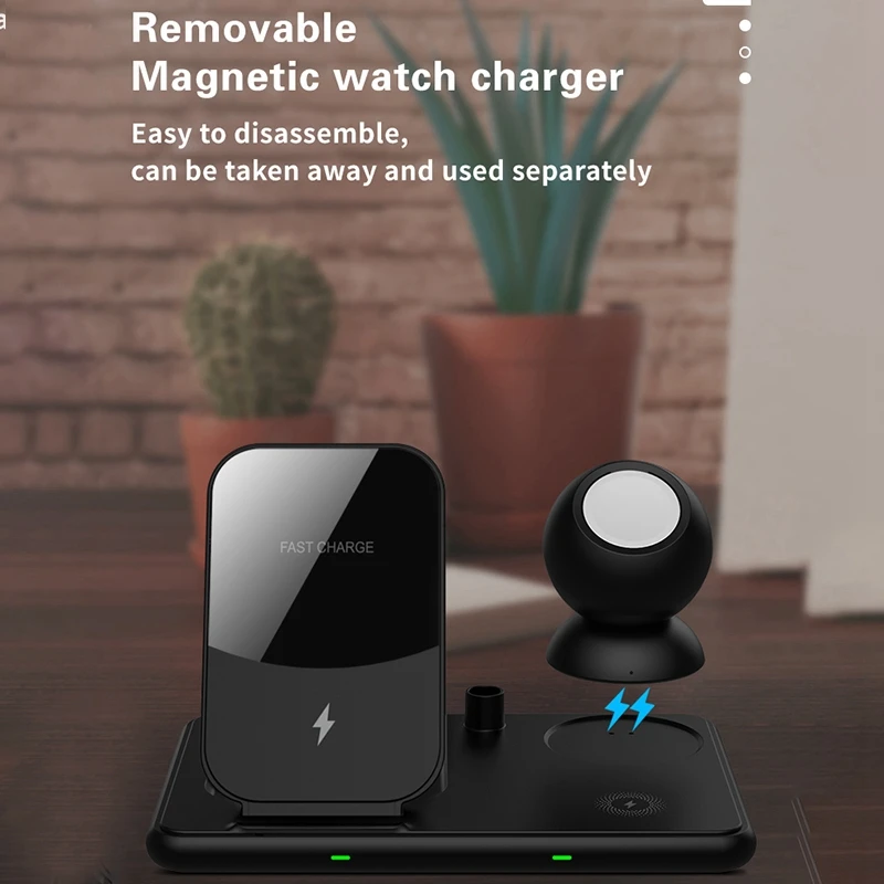 

15W Wireless Charger Station 4 in 1 Fast Charging Dock Station for iPhone 12 11 Pro XR XS X Apple Watch 6 5 4 3