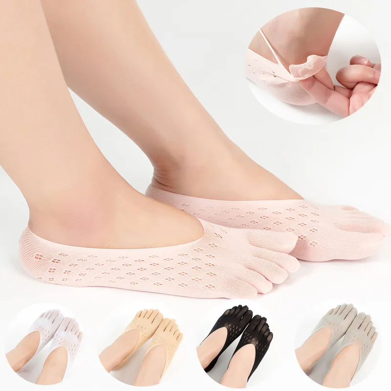 

Customized Toe socks Women Girls Thin Mesh Funny Five Fingers Anti-Slip Boat Socks Amazon FBA Label Drop Shipping Supplier