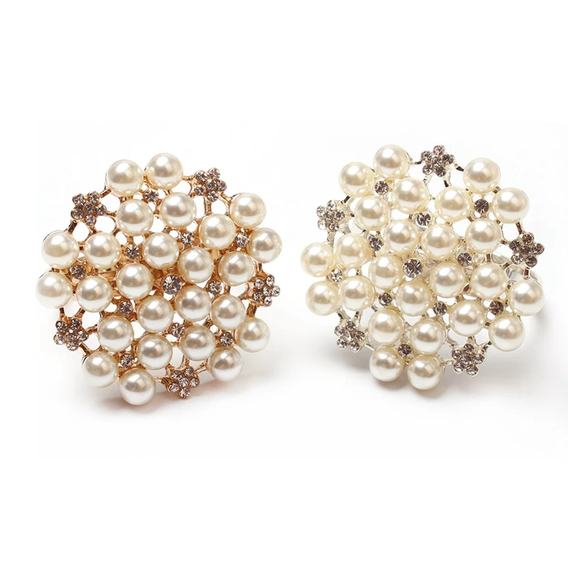 

12 Pack Pearls Napkin Rings,Delicate Alloy Napkin Holder Ring Buckles Table Setting Decor for Thanksgiving,Christmas