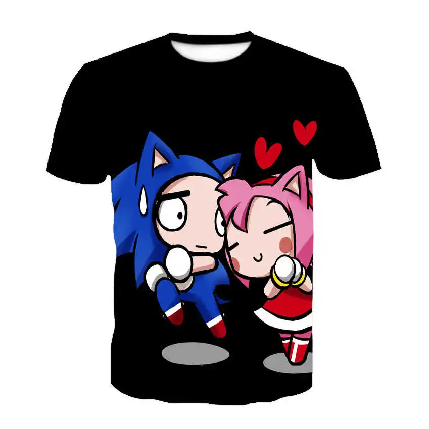 

Funny Hedgehog Print Boy T-shirt, Summer Fashion Round Neck Short-sleeved Street Short-sleeved Girl T-shirt