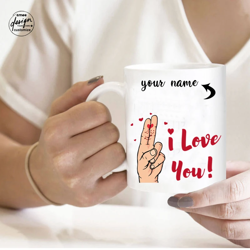 

Personalized Name Coffee Mug Custom Mug Lover Valentine's Day Present Anniversary Gifts Husband Wife Mug Hers His Mug I Love You