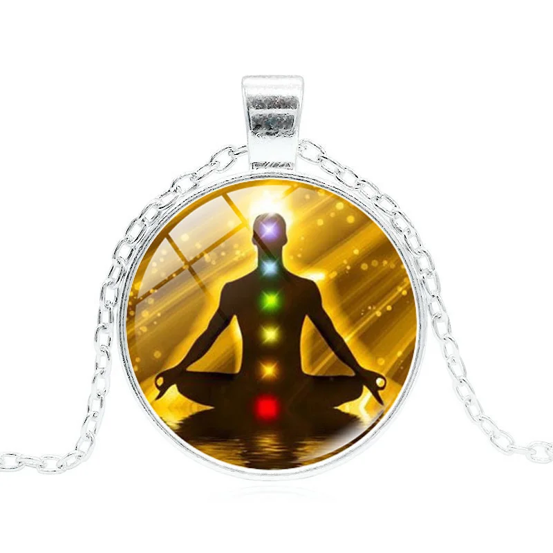7 Chakra Reiki Healing Necklace Buddha Yoga Meditation Pendant Spiritual Om Symbol Hope Jewelry Chain Statement Necklace Women images - 6