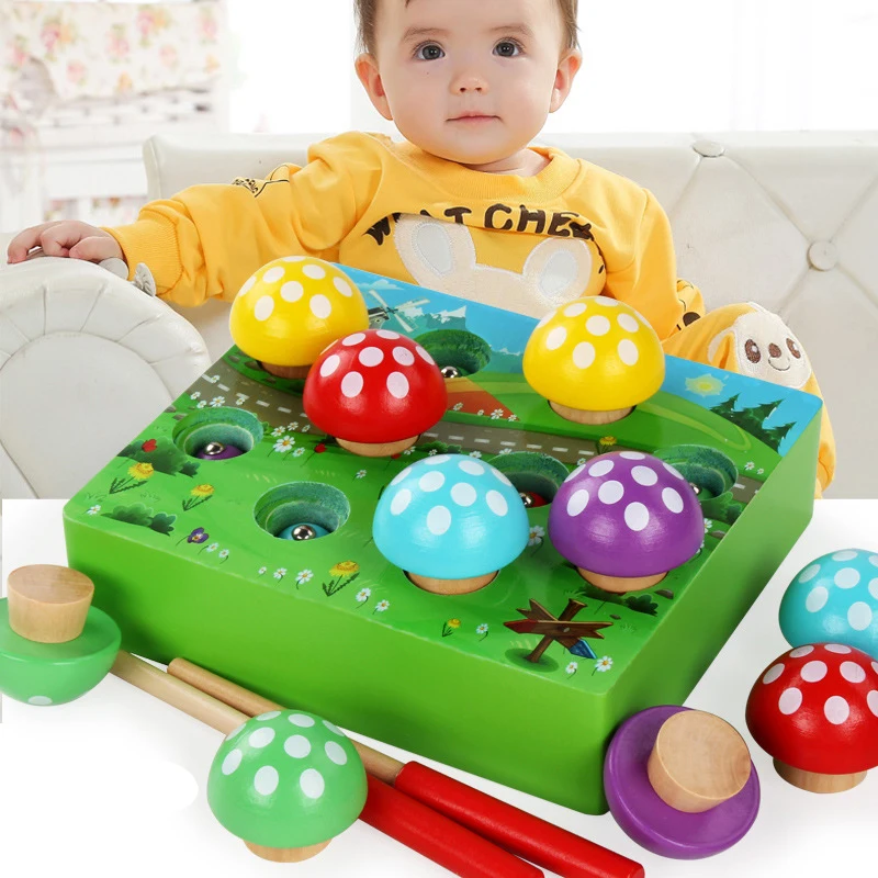 Детские деревянные игрушки Монтессори магнитные рыболовные игра в грибы лес