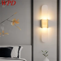 wpd luxury wall sconces brass marble led modern wall light fixture indoor home decorative for bedroom living room office