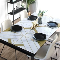 imitation marble gold pvc soft glass waterproof oil proof heat resistant table mat odorless tablecloth customize table protector