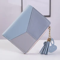 new arrival wallet short women wallets zipper purse patchwork fashion panelled wallets trendy coin purse card holder leather