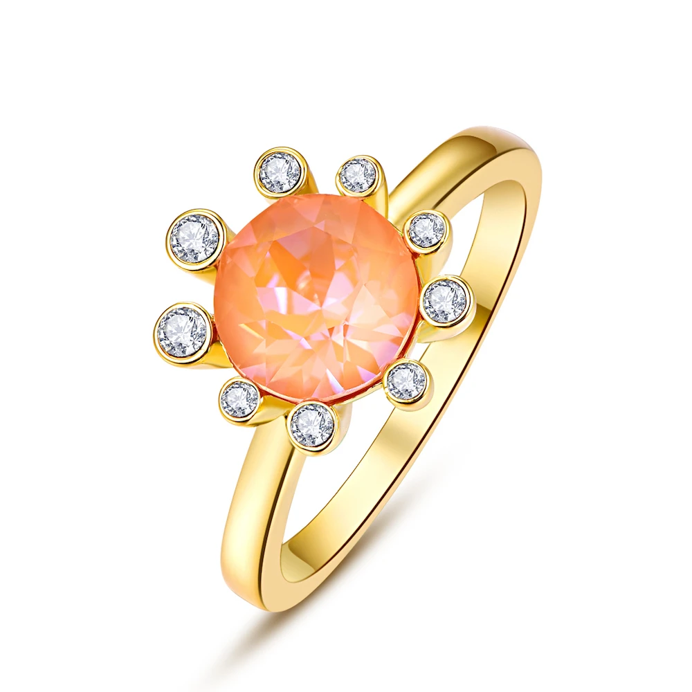 Кристаллы от Swarovski Glod цветные кольца Цветы для женщин элегантное кольцо Новая мода Роскошные женские кольца Свадебные украшения - Цвет основного камня: Crystal L140D