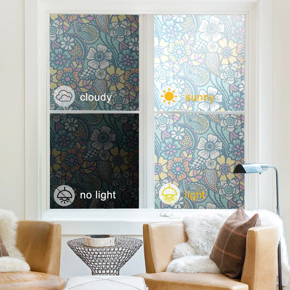 Декоративная Виниловая антиуф-пленка с цветочным орнаментом | Дом и сад