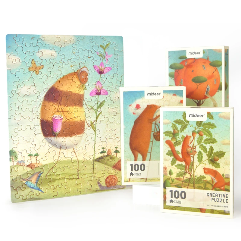 Mideer творческие детские животные из мультфильма 100 штук бумажные Пазлы для