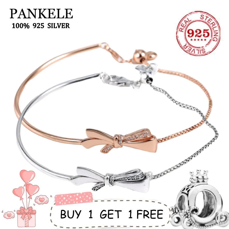 

Женский браслет из серебра 100% пробы, с бантом