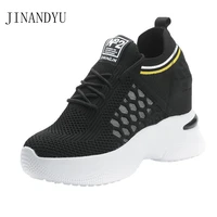 breathable sports wedges shoes for women light 8cm high heel sneaker black white women sneakers casual shoes comfortable mesh