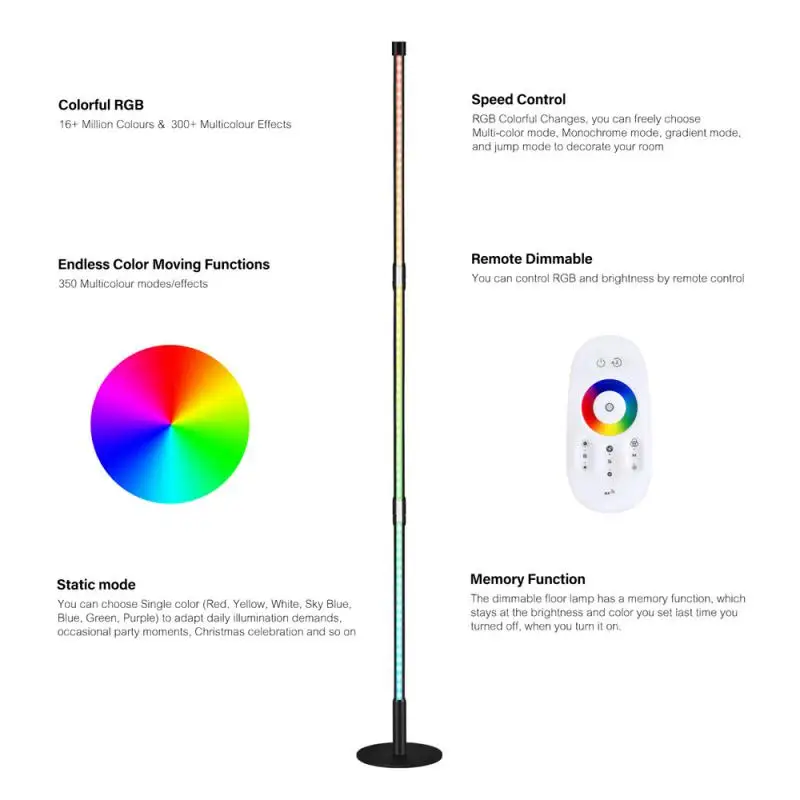 

Modern LED Floor Lamp RGB Floor Light Colorful Bedroom Dining Room Atmosphere Lighting Club Home Indoor Decor Standing Lamp