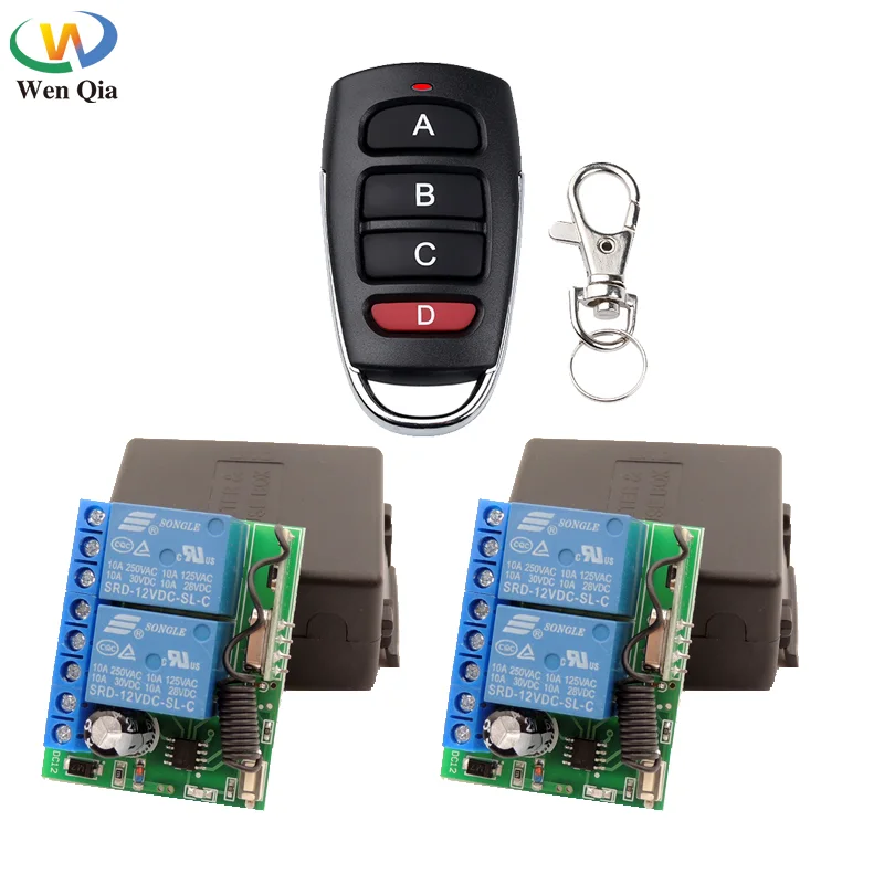 

DC12V 2CH Wireless RF Remote Control Switch 433Mhz Relay Receiver Module and 4B Transmitter For Garage Door Gate Motor