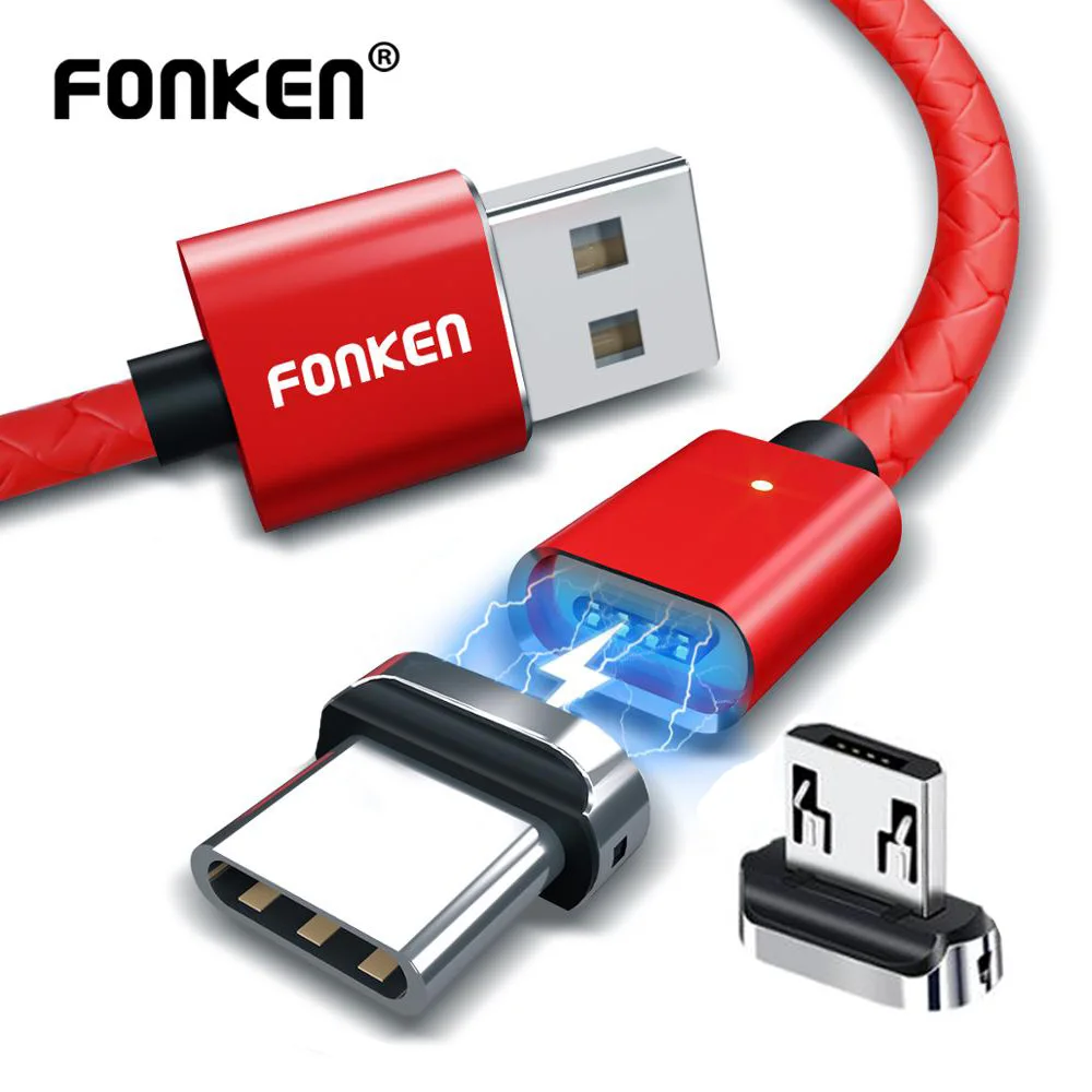 Магнитный кабель FONKEN USB C Micro быстрая зарядка для iphone 3A 2 м быстрое зарядное