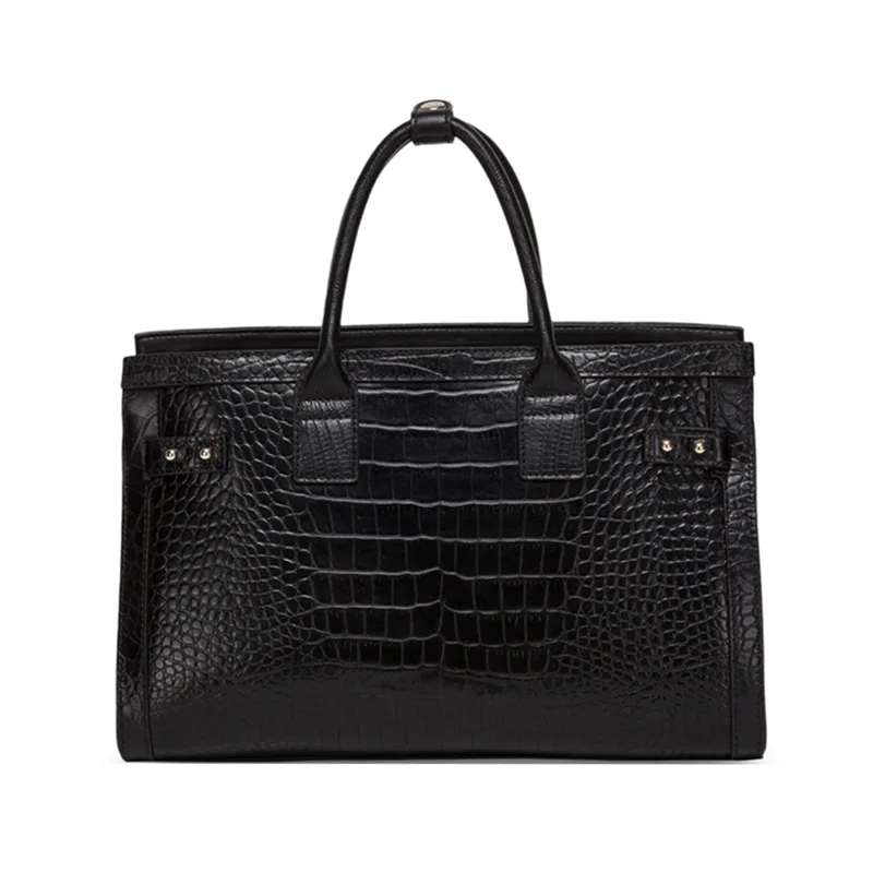

100% Genuine Leather Handbags 2021 New Fashion Top Layer Cowhide Crocodile Pattern Cowhide Boston Shoulder Handbag Sac A Main