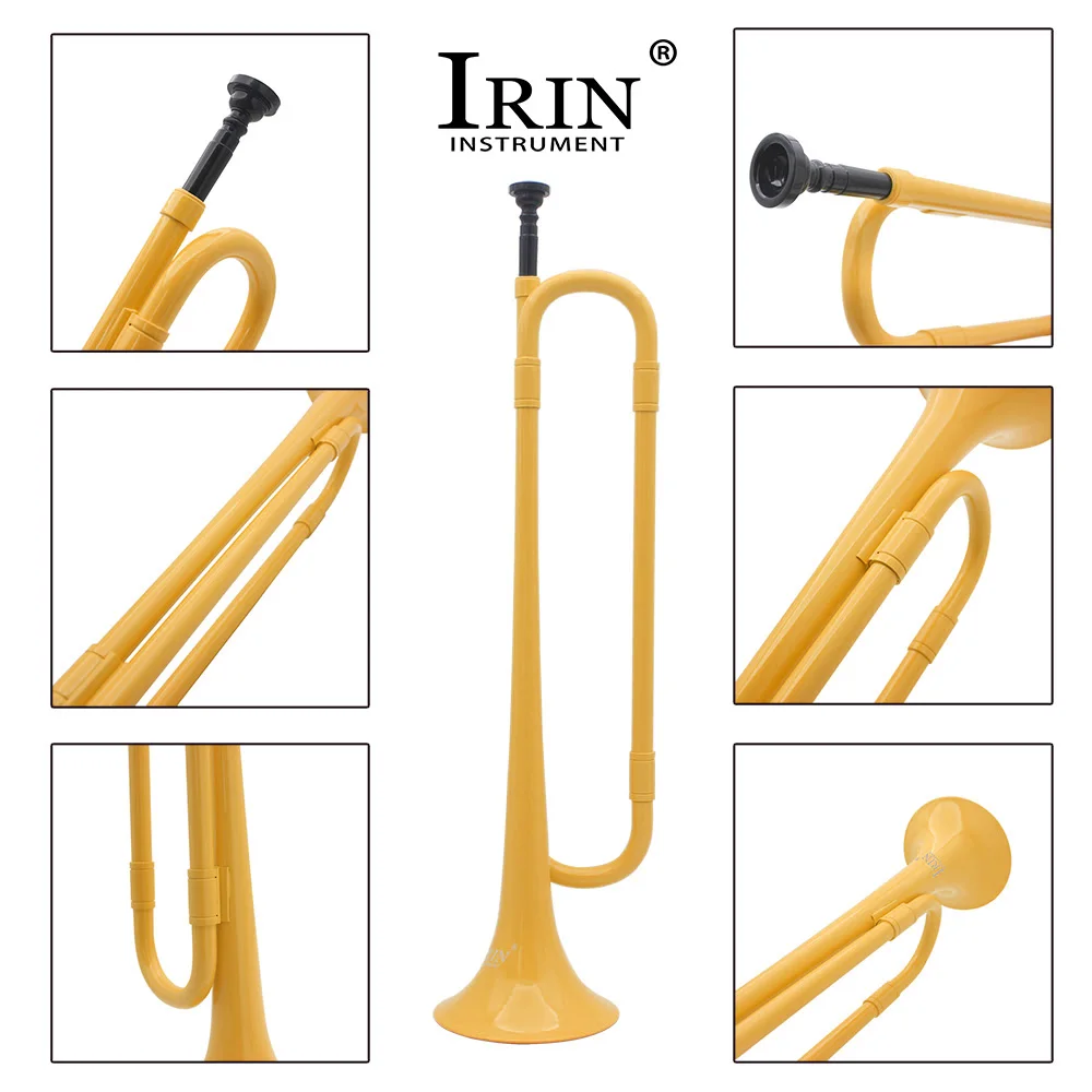 

BATESMUSIC B Flat Bugle Cavalry Trumpet Environmentally Friendly Plastic with Mouthpiece for Band School Student