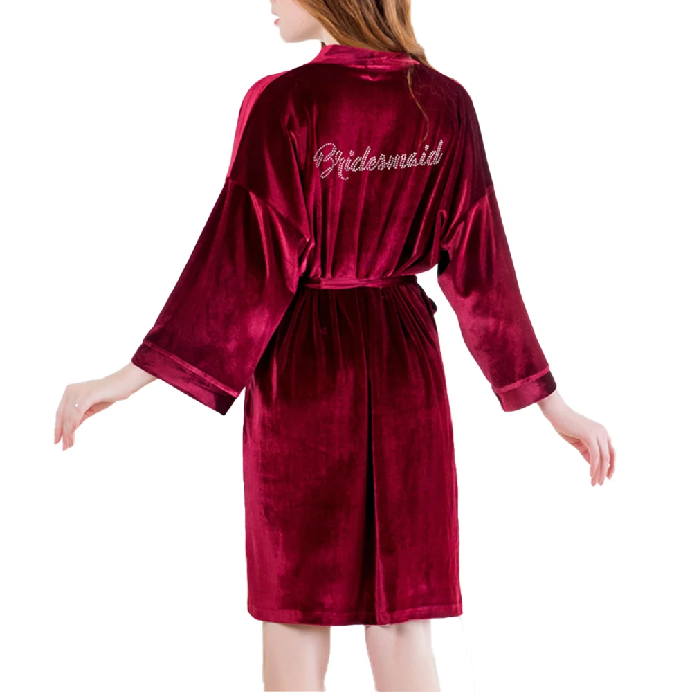 Женский однотонный стильный халат зимний бордовый женский для свадебной ночной