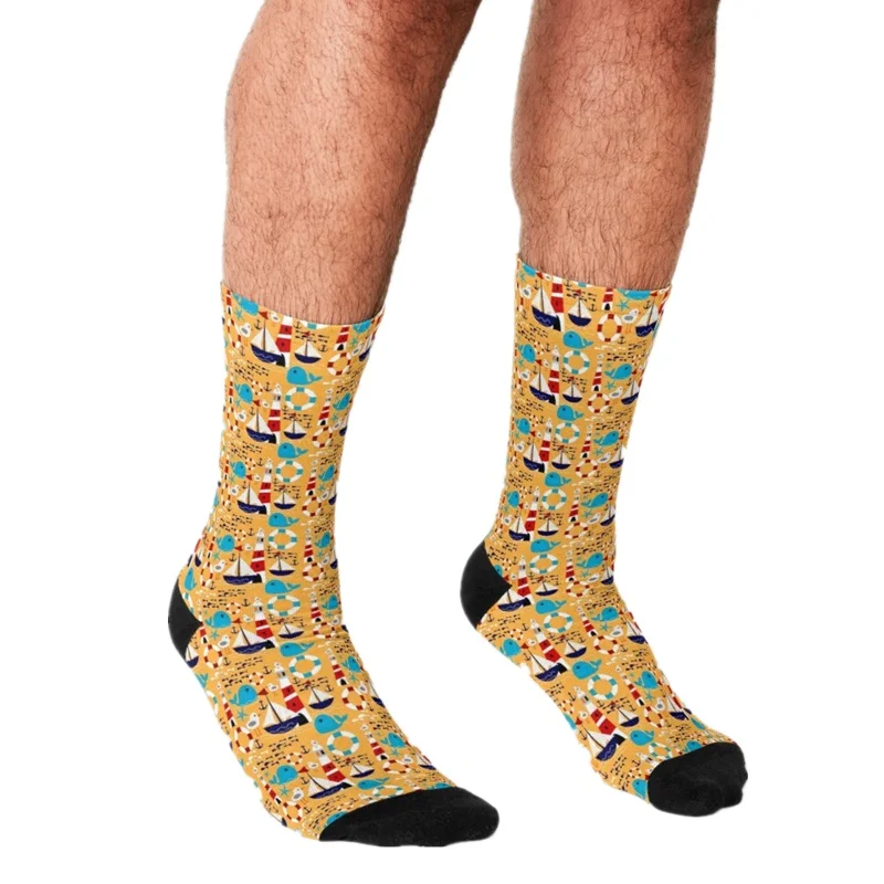 

Забавные мужские носки Freddie Mercury, мужские счастливые носки с принтом «Лодка на море» в стиле хип-хоп 2021, мужские сумасшедшие носки в уличном с...