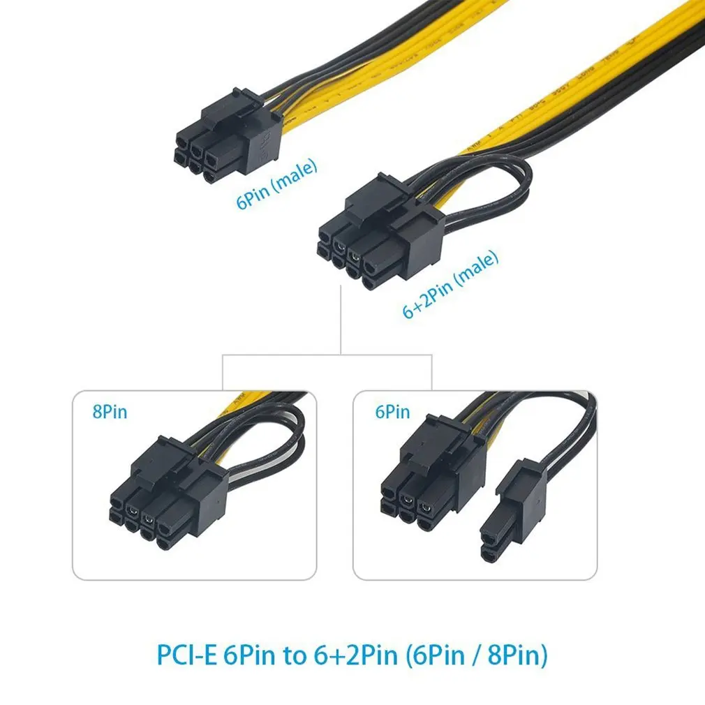 

6 Pcs 8 Pin PCI-e Graphics Cables GPU Power Cable 50cm For Graphic Cards Mining Server Adapter Board