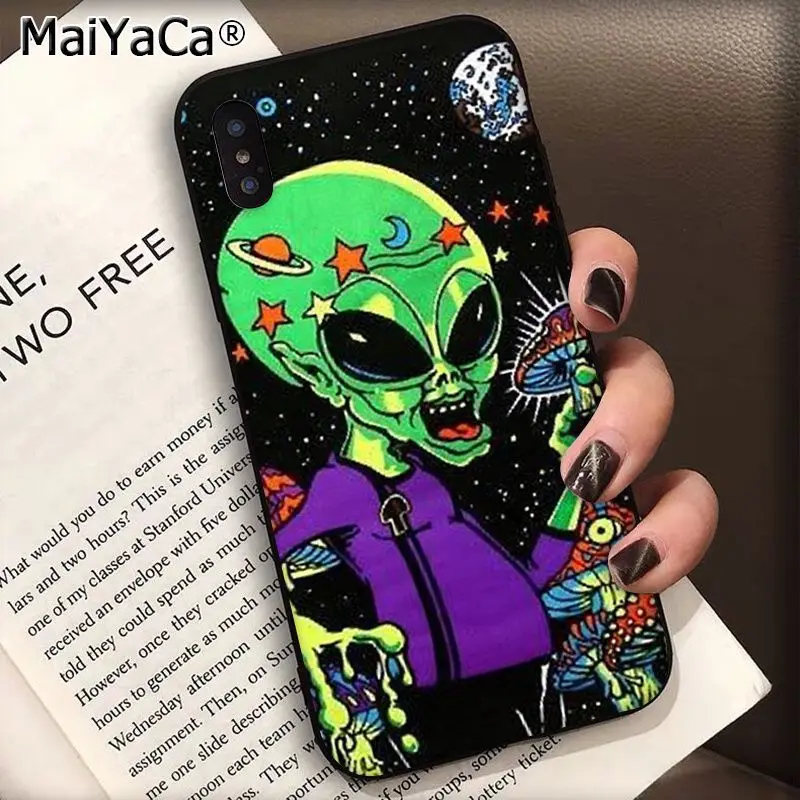MaiYaCa Trippy Tie Dye Peace Alien силиконовый черный чехол для телефона для Apple iphone 11 pro 8 7 66S Plus X XS MAX 5S SE XR чехол s