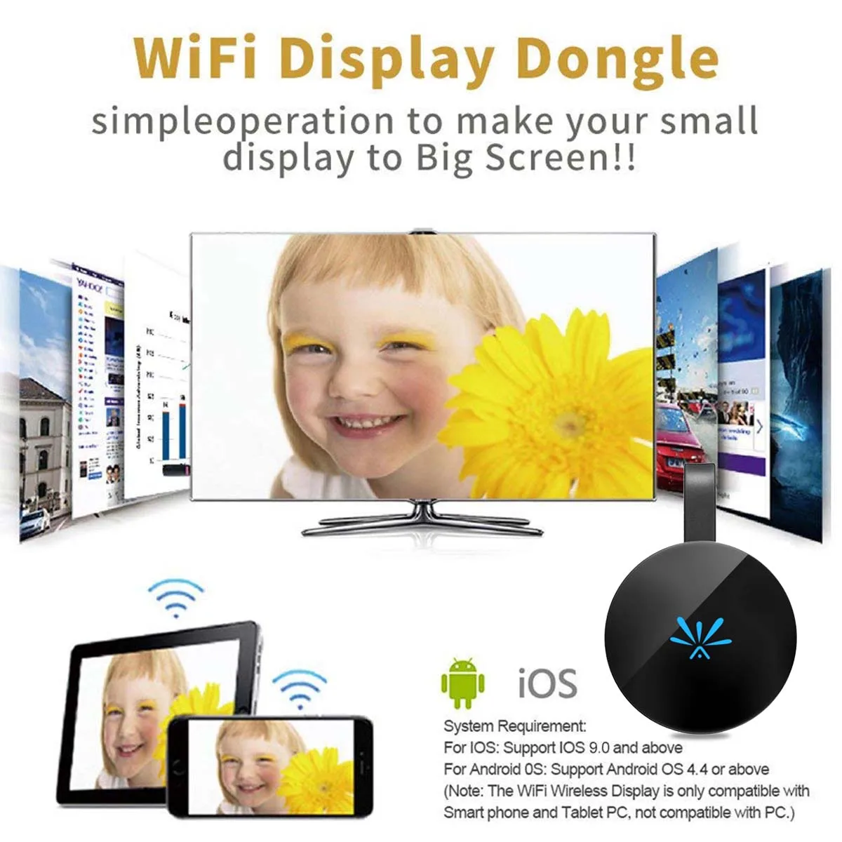 ТВ-флешка 2 4G беспроводной Wi-Fi HDMI адаптер 1080P Дисплей приемник BT донгл для Google