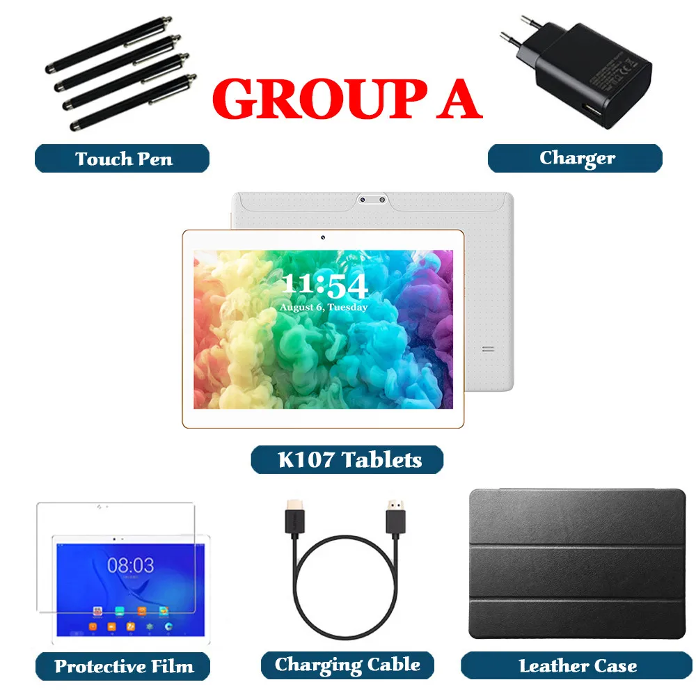 Gift-leather case LNMBBS K107 tablet 10.1 inch 3G Phone Call tablets Android 7.0 Octa Core 4G RAM 64G ROM Phablet WiFi Bluetooth GPS IPS Tablet PC - Комплект: Gift-leather case