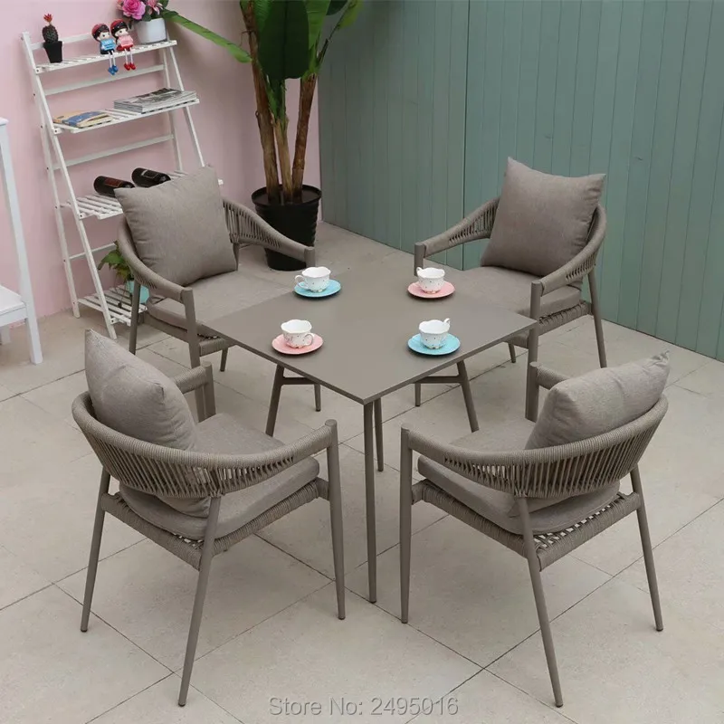 Обеденный набор из 5 предметов с пеньковой веревкой для внутреннего дворика