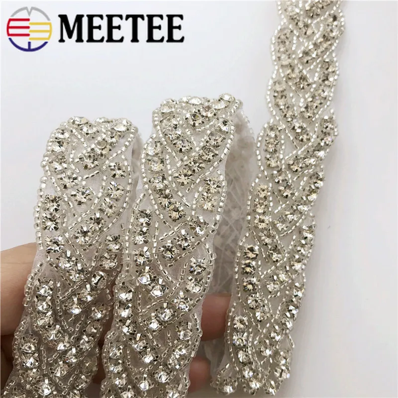 1 ярдов Metee 2,5/3,5 см Стразы сетка с кружевной отделкой кружевная Лента ткань одежда украшения свадебный пояс свадебное платье