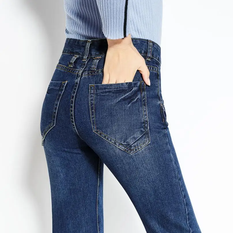 

Jeans Woman 2021 Classic Wide Leg Jeans for Women Stretch High Waist Women Jeans Femme Vintage Denim trousers p2491