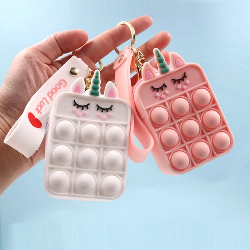 

2022 Popper Unzip Key Pendant Silicone Cartoon Doll Coin Purse Sensory Silicone Bubble Popet Soft Squishy Kids Toys Gifts Поп Ит