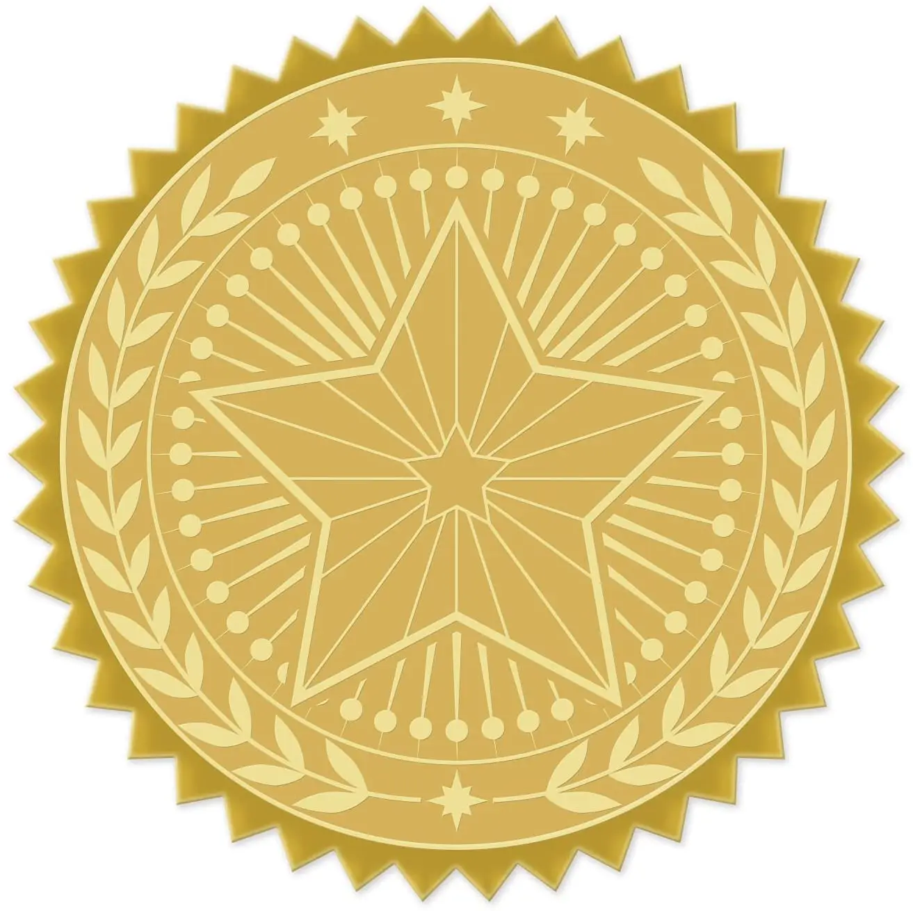 

100 шт. тисненые наклейки из фольги пятиконечная звезда узор 50 мм Золотая фольга сертифицированные уплотнения 1,9 дюйма самоклеящиеся тиснены...