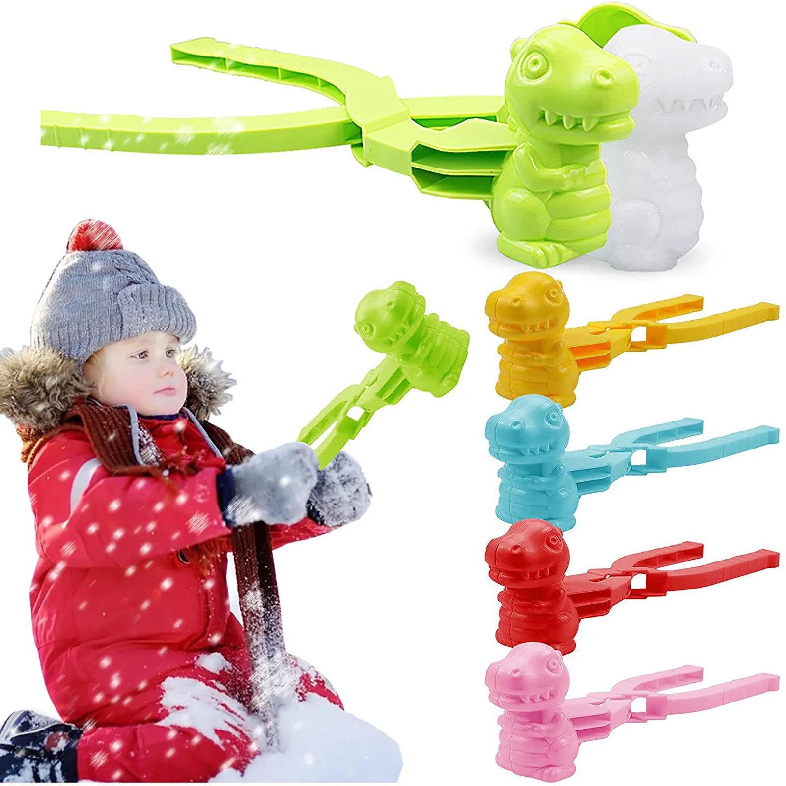 

Dinosaur Shaped Snowball Maker Clip Children Outdoor Plastic Winter Snow Sand Mold Tool for Snowball Fight Outdoor Fun Sports To