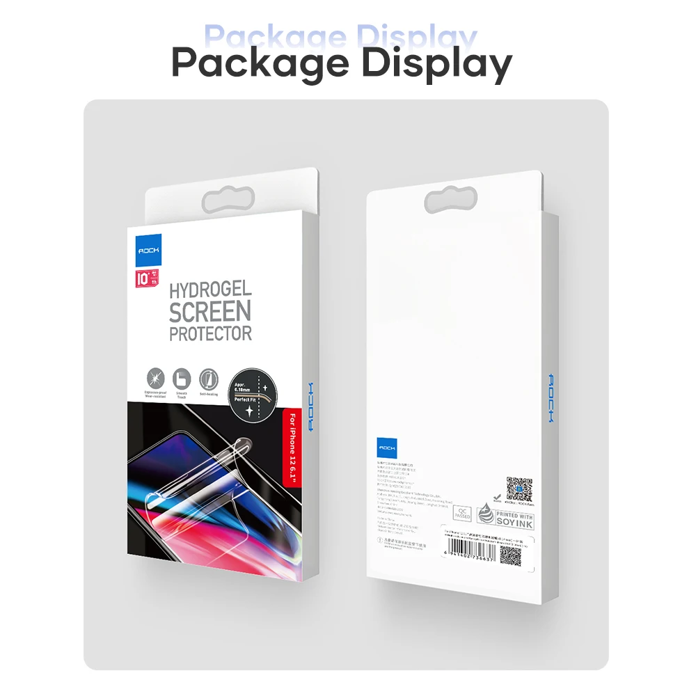 

ROCK For iPhone 12Pro Max/12/12 Mini/12Pro Hydrogel Screen Protector Full Coverage 0.14mm Ultra-thin Hydrogel Film Anti Scratch