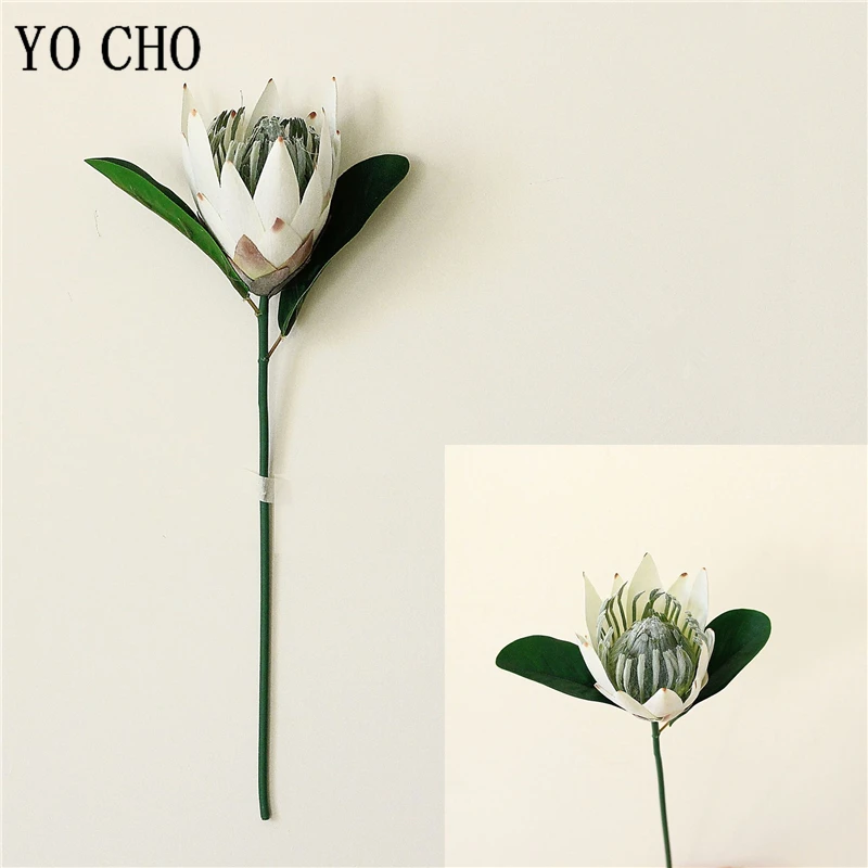 

YO CHO искусственный цветок шелковый King Protea DIY цветочная композиция искусственные цветы императора белые домашние вечерние украшения свадебного стола