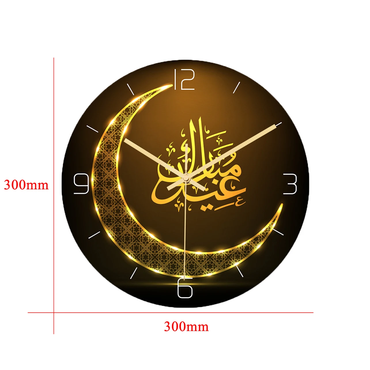 

wall Clock Muslim Theme High Gloss Acrylic Material Stereo Vision Silent Movement Frameless Circle For Living Room Decoration