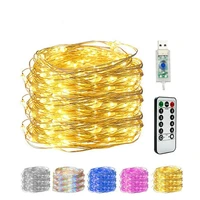 usb led copper wire string lights with remote control fairy light holiday seasonal decoration lamp for xmas garden wedding party