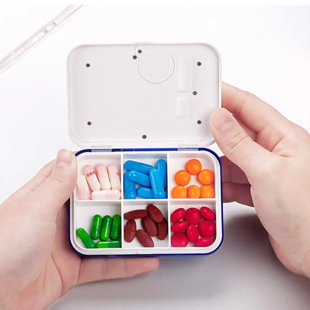 

6 сетки Dusproof мини-таблетки коробка напоминание наркотиками сигнализации коробка с таймером Портативный медицины коробка для хранения, элек...