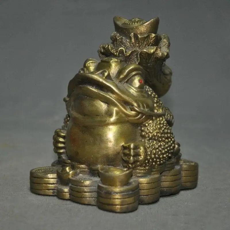 Китайская латунная статуя капуста богатство Юань Бао монета Золотая жаба